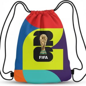 FIFA World Cup DIY Drawstring Backpack Kit – Soccer Fan Sewing Craft Project – Includes 24″ x 43″ Multicolor Canvas Panel, 12ft Nylon Paracord & Instructions – Create a 17″ x 13″ Handmade Sports Bag