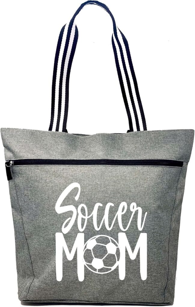 Brooke & Jess Designs Sports Mom Large Zippered Tote Bag with Pockets for Women