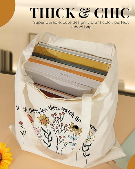 Custom Botanical Floral Canvas Tote Bags Bulk Supplier: 16oz Poly-Cotton, Digital Printing, MOQ 500 & 20–25 Days Lead Time | Sourcing Guide 3 Custom canvas tote bag W38 x H40 cm size display with botanical print and eco-friendly poly-cotton materia